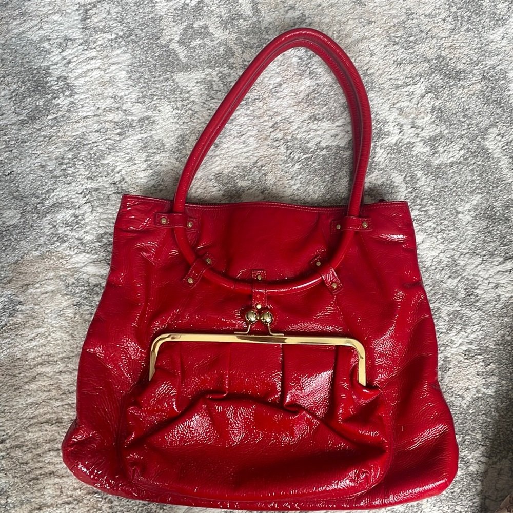 Goldenblue red patent leather luxury bag